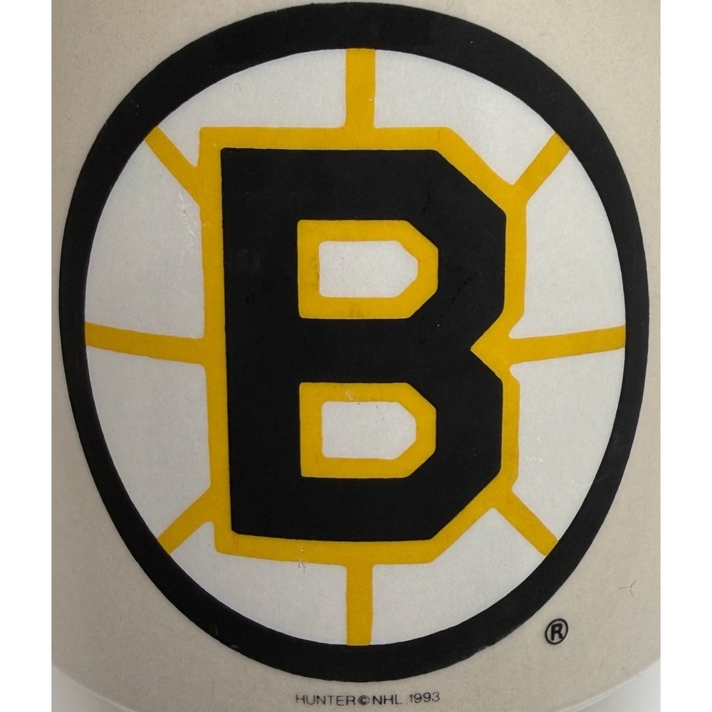 Vintage 1993 Boston Bruins NHL Hockey Mug Coffee Cup Gold Rim Stripe Ceramic